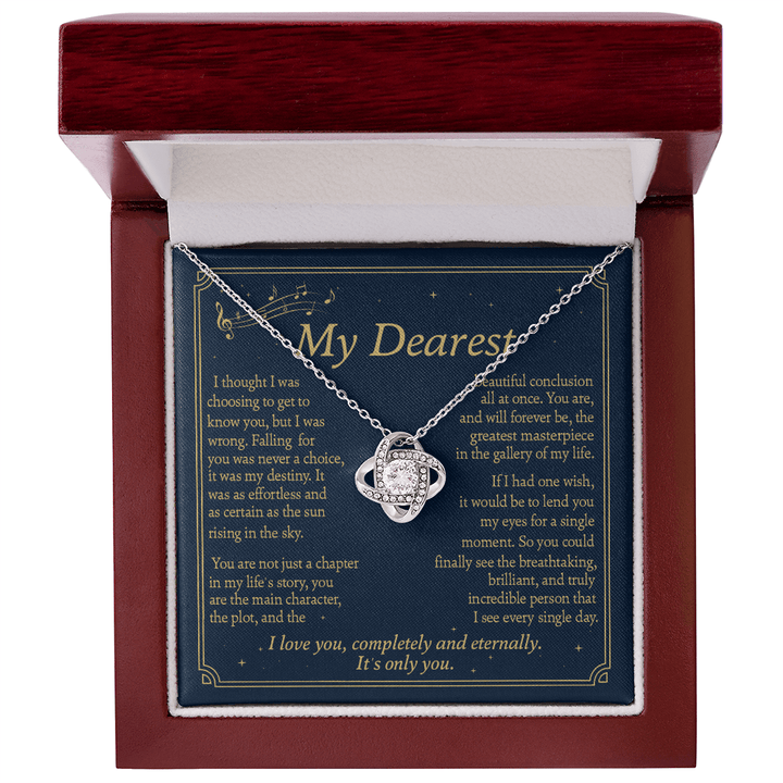 To My Greatest Masterpiece - Love Knot Necklace - Love, Completely and Eternally - The Love Sparkle