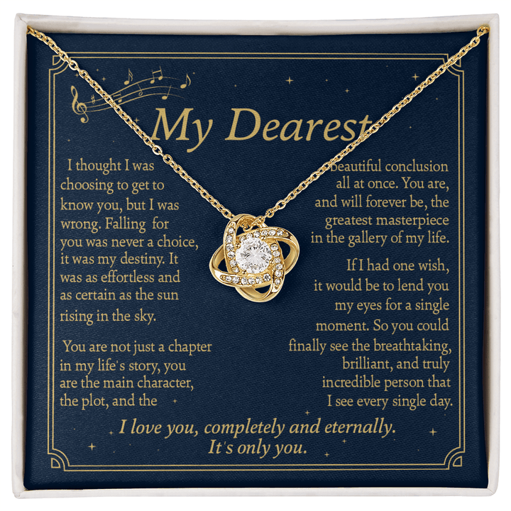 To My Greatest Masterpiece - Love Knot Necklace - Love, Completely and Eternally - The Love Sparkle