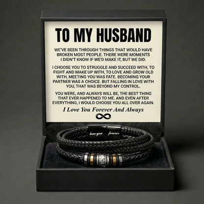 To My Husband "We Did It" Leather Bracelet - Romantic Anniversary Gift For Him - The Love Sparkle