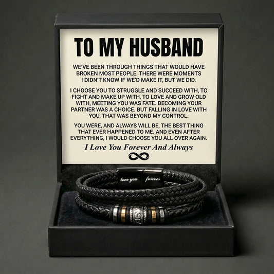To My Husband "We Did It" Leather Bracelet - Romantic Anniversary Gift For Him - The Love Sparkle