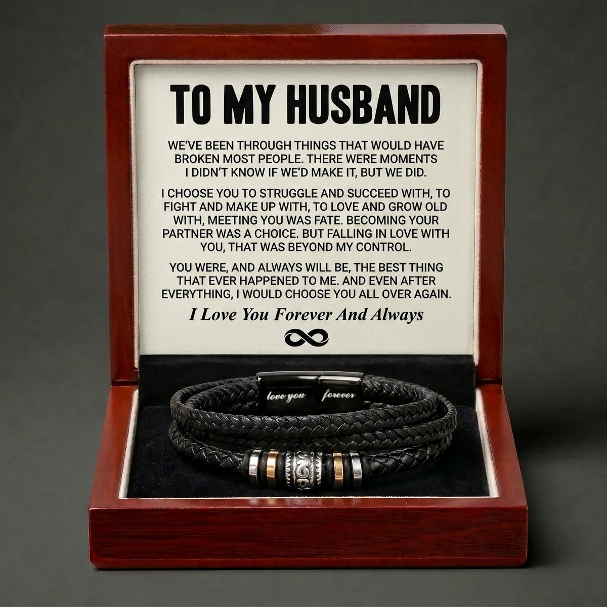 To My Husband "We Did It" Leather Bracelet - Romantic Anniversary Gift For Him - The Love Sparkle