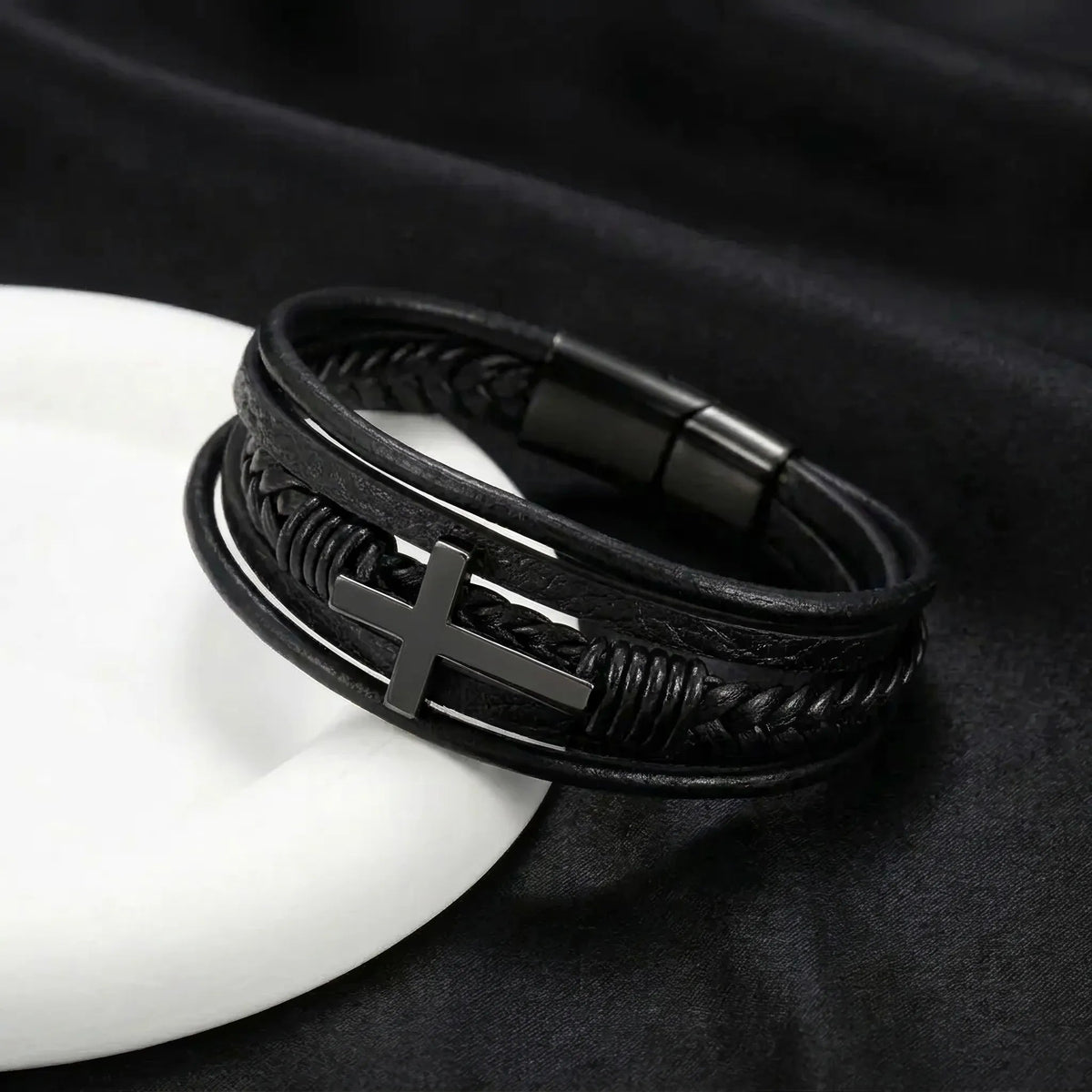 To My Husband "We Did It" Leather Cross Bracelet - Romantic Anniversary Gift - The Love Sparkle