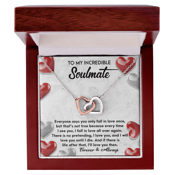 To My Incredible Soulmate - Interlocking Hearts Necklace - "Fall In Love All Over Again" - The Love Sparkle
