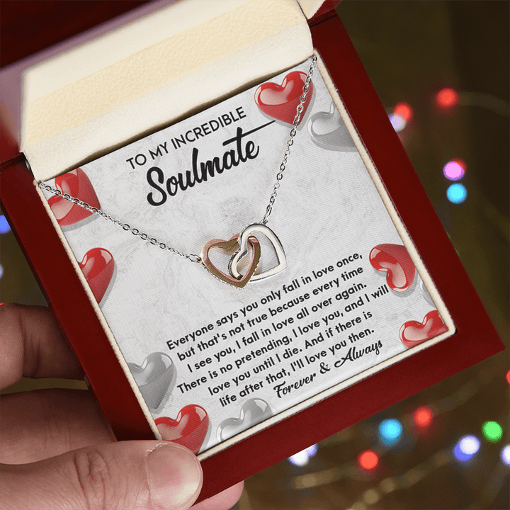 To My Incredible Soulmate - Interlocking Hearts Necklace - "Fall In Love All Over Again" - The Love Sparkle