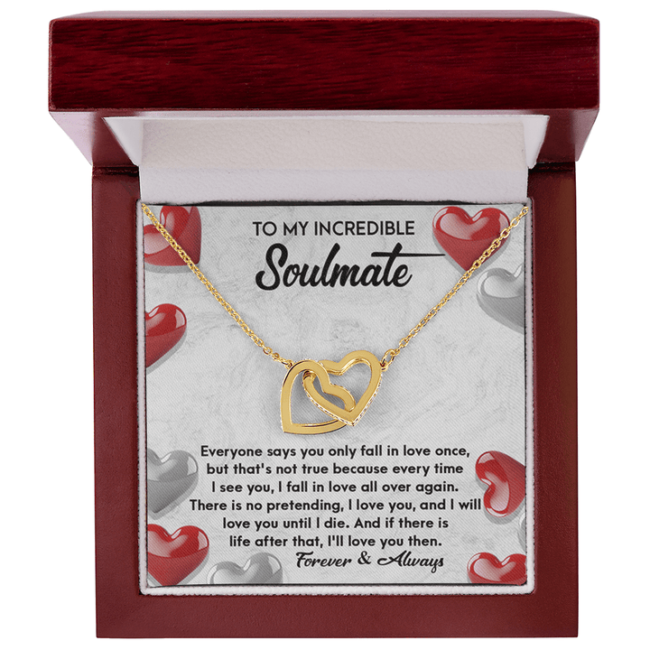 To My Incredible Soulmate - Interlocking Hearts Necklace - "Fall In Love All Over Again" - The Love Sparkle