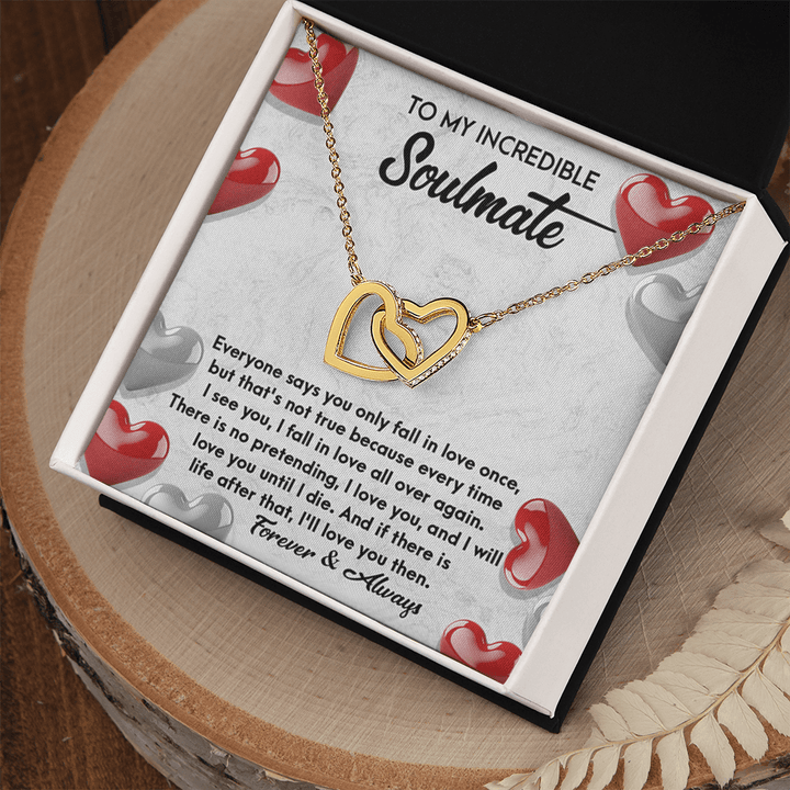 To My Incredible Soulmate - Interlocking Hearts Necklace - "Fall In Love All Over Again" - The Love Sparkle