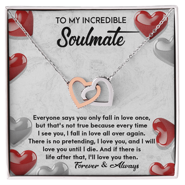 To My Incredible Soulmate - Interlocking Hearts Necklace - "Fall In Love All Over Again" - The Love Sparkle