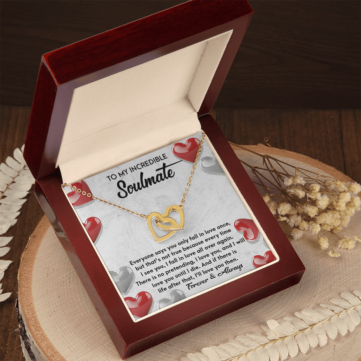 To My Incredible Soulmate - Interlocking Hearts Necklace - "Fall In Love All Over Again" - The Love Sparkle
