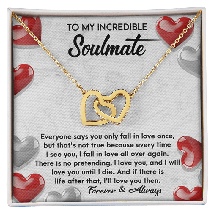 To My Incredible Soulmate - Interlocking Hearts Necklace - "Fall In Love All Over Again" - The Love Sparkle