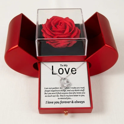 To My Love "Forever & Always" Necklace in Heart Rose Box - Anniversary Gift For Wife - The Love Sparkle