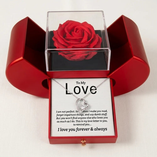 To My Love "Forever & Always" Necklace in Heart Rose Box - Anniversary Gift For Wife - The Love Sparkle