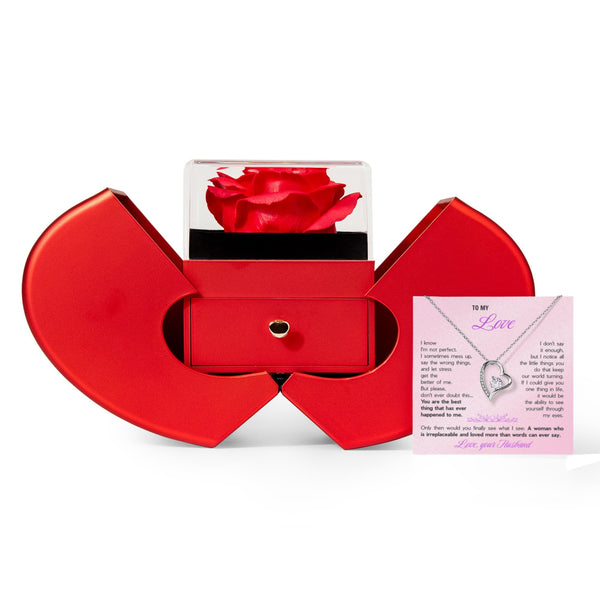 To My Love Forever Heart Necklace in Rotating Rose Box - Romantic Gift from Husband - The Love Sparkle