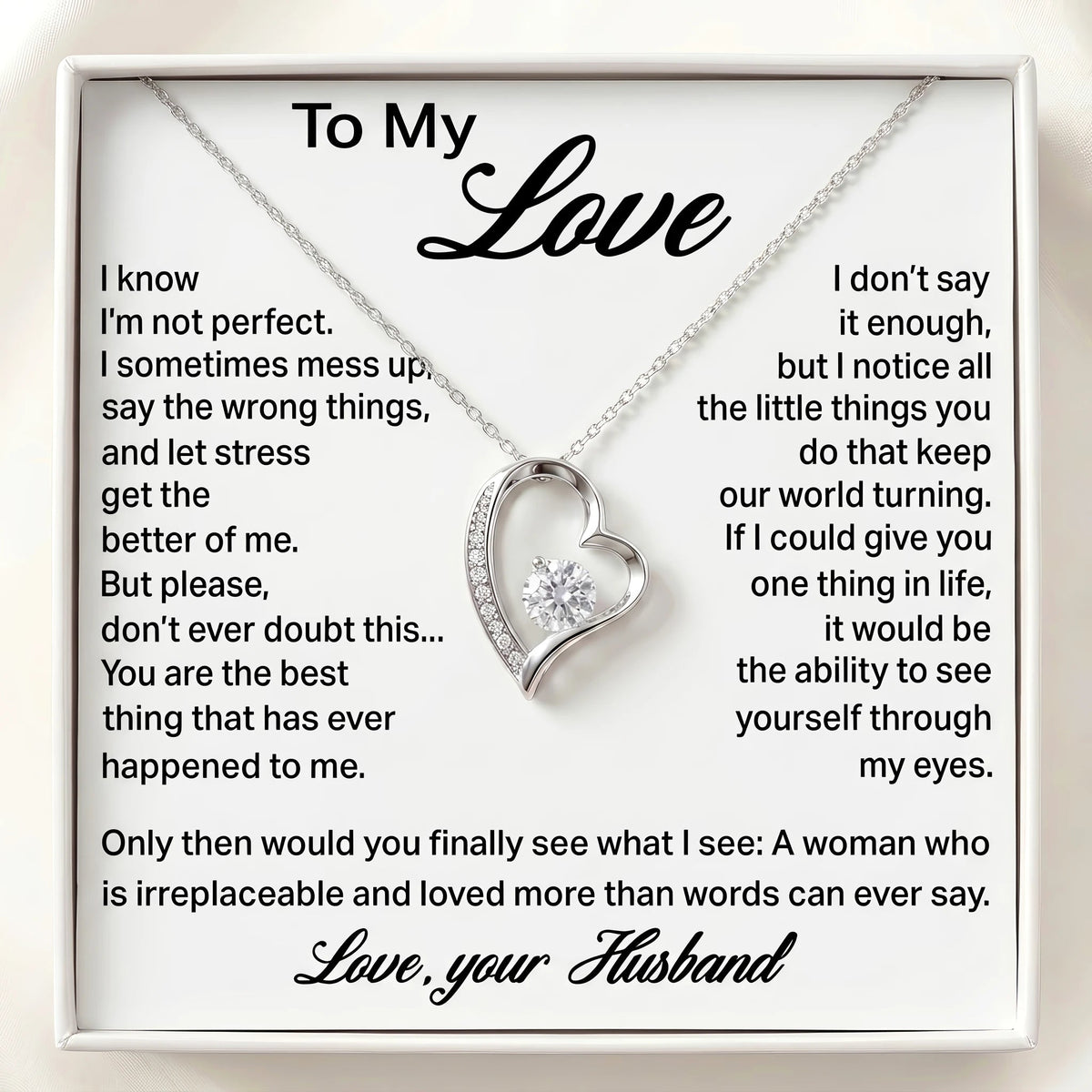 "To My Love" Forever Love Necklace - Romantic Anniversary Gift for Wife & Girlfriend - The Love Sparkle