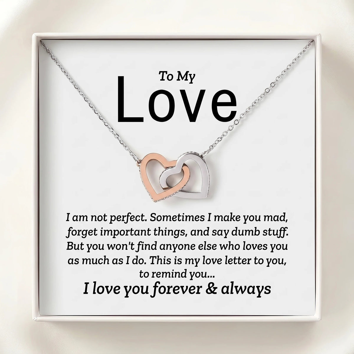 "To My Love" Interlocking Hearts Necklace – Romantic Anniversary & Just-Because Gift for Her - The Love Sparkle