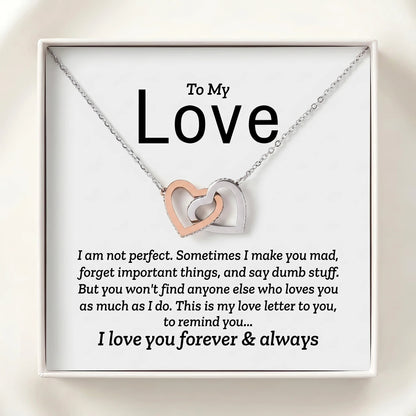 "To My Love" Interlocking Hearts Necklace – Romantic Anniversary & Just-Because Gift for Her - The Love Sparkle
