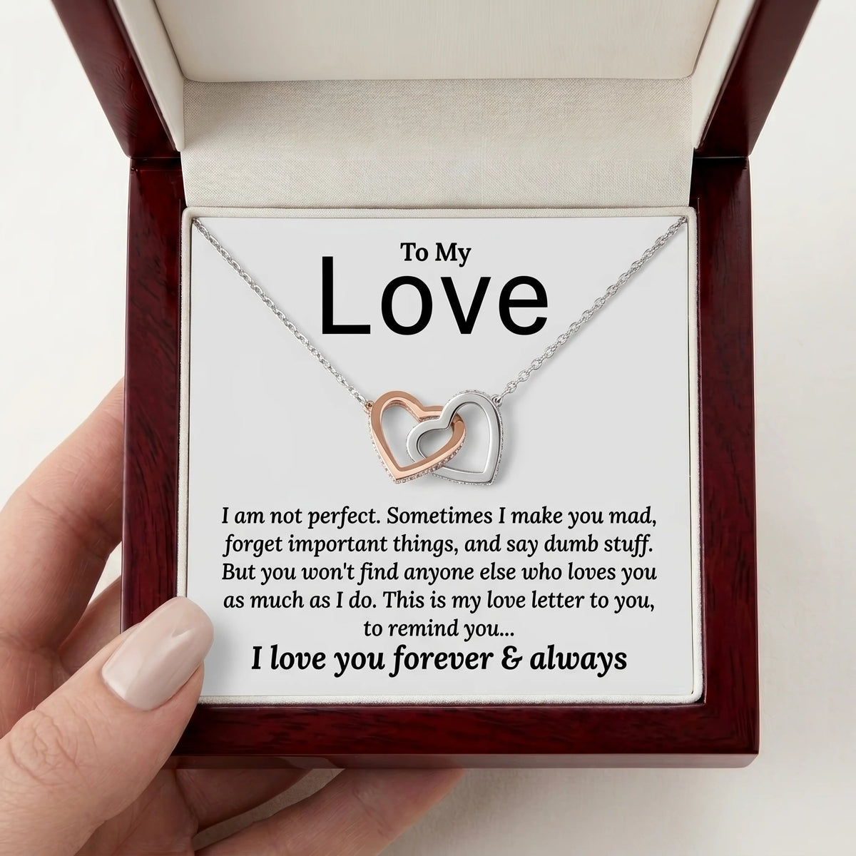 "To My Love" Interlocking Hearts Necklace – Romantic Anniversary & Just-Because Gift for Her - The Love Sparkle