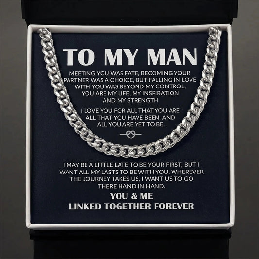 To My Man "All My Lasts" Cuban Link Chain - Meaningful Anniversary Gift For Husband/Boyfriend - The Love Sparkle