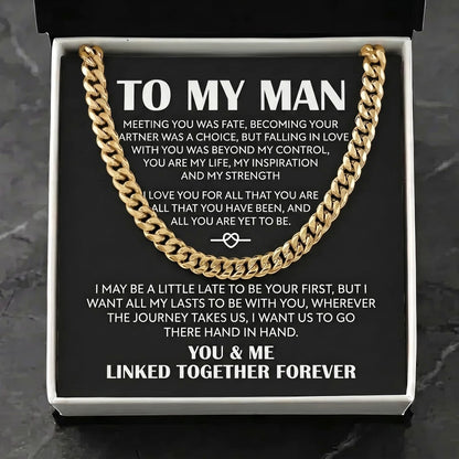To My Man "All My Lasts" Cuban Link Chain - Meaningful Anniversary Gift For Husband/Boyfriend - The Love Sparkle