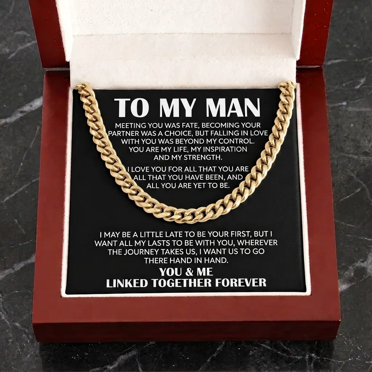 To My Man "All My Lasts" Cuban Link Chain - Meaningful Anniversary Gift For Husband/Boyfriend - The Love Sparkle