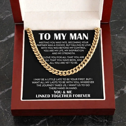 To My Man "All My Lasts" Cuban Link Chain - Meaningful Anniversary Gift For Husband/Boyfriend - The Love Sparkle