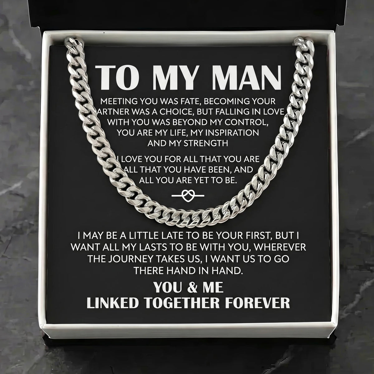 To My Man "All My Lasts" Cuban Link Chain - Meaningful Anniversary Gift For Husband/Boyfriend - The Love Sparkle
