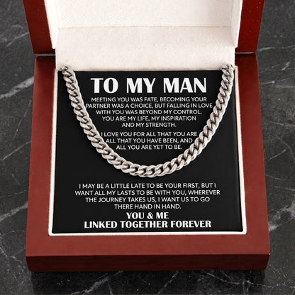 To My Man "All My Lasts" Cuban Link Chain - Meaningful Anniversary Gift For Husband/Boyfriend - The Love Sparkle