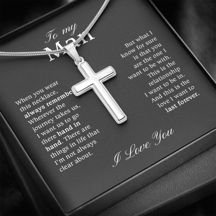 To My Man - Artisan Cross Necklace with Snake Chain - "You Are The One" - The Love Sparkle