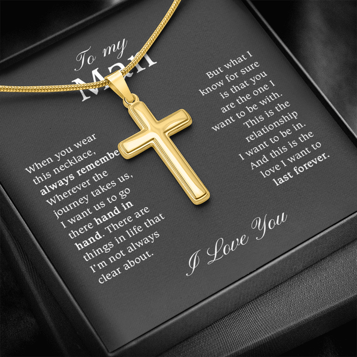 To My Man - Artisan Cross Necklace with Snake Chain - "You Are The One" - The Love Sparkle