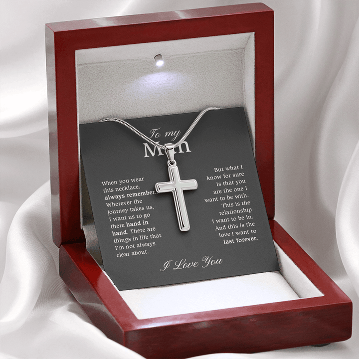 To My Man - Artisan Cross Necklace with Snake Chain - "You Are The One" - The Love Sparkle