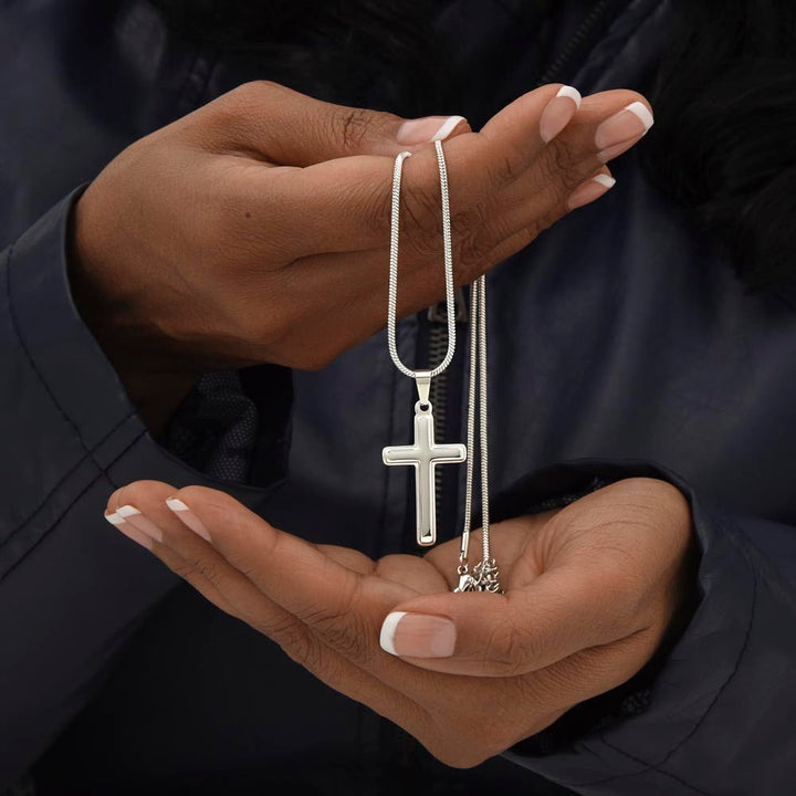 To My Man - Artisan Cross Necklace with Snake Chain - "You Are The One" - The Love Sparkle