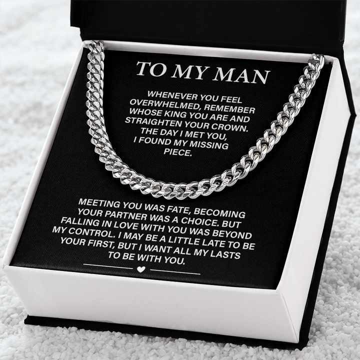 To My Man - Cuban link Chain - All My Lasts Are With You - The Love Sparkle