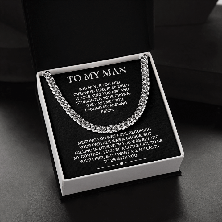 To My Man - Cuban link Chain - All My Lasts Are With You - The Love Sparkle