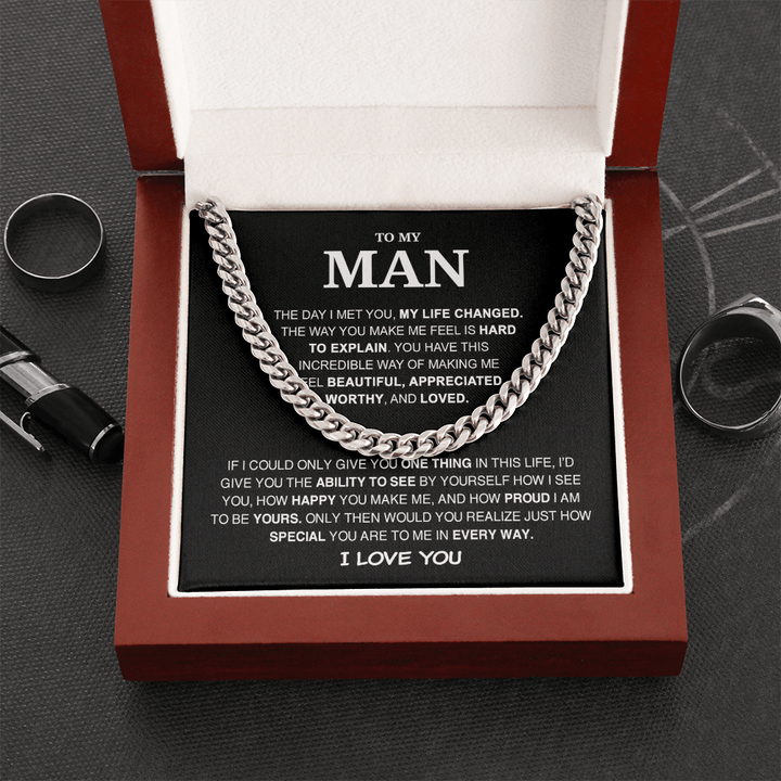 To My Man - Cuban Link Chain - My Life Changed - The Love Sparkle