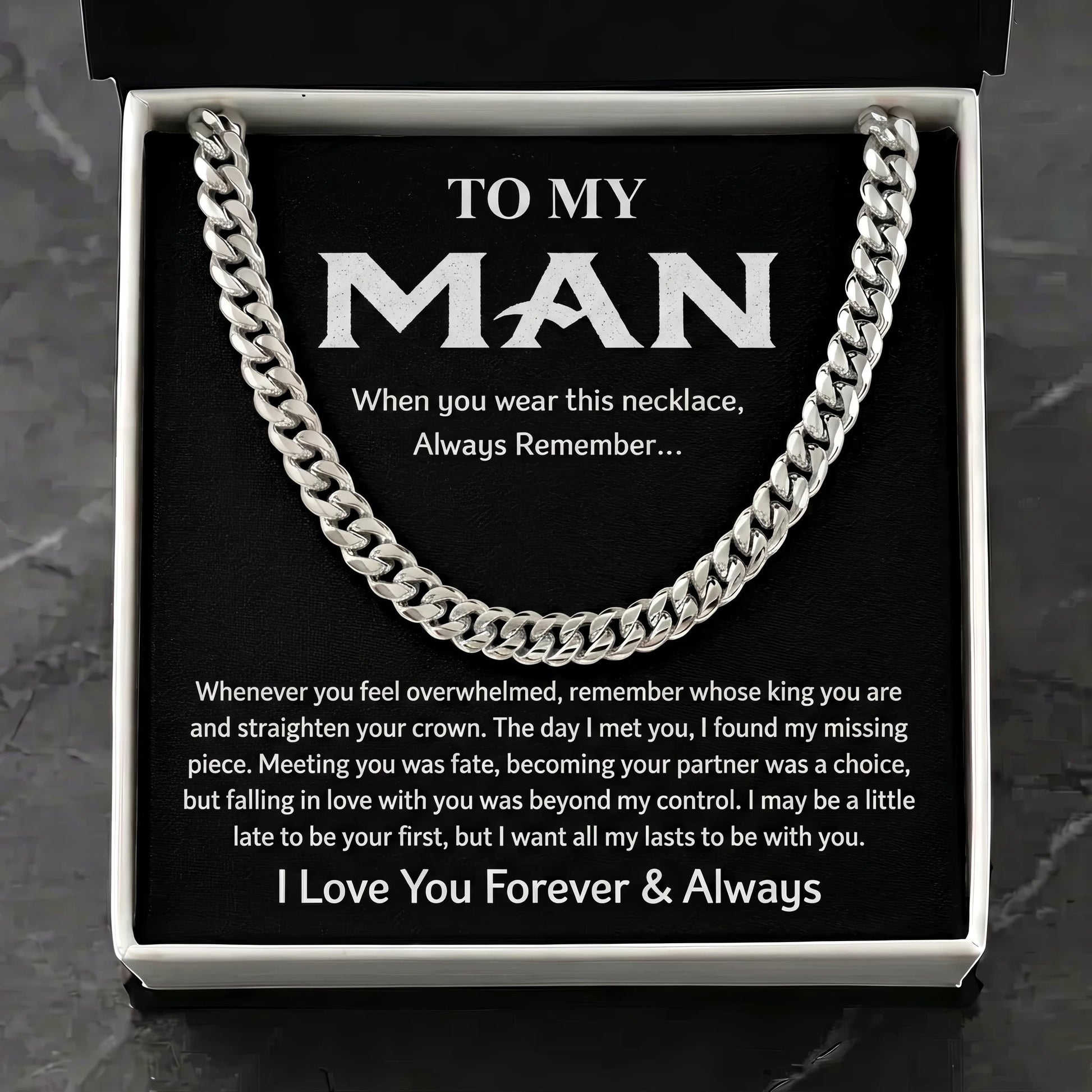 "To My Man" Cuban Link Chain Necklace – Meaningful Keepsake Gift for Husband, Boyfriend & Dad - The Love Sparkle