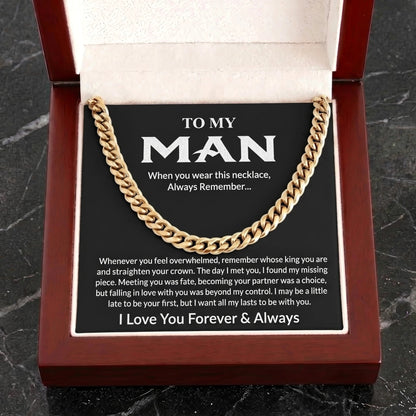 "To My Man" Cuban Link Chain Necklace – Meaningful Keepsake Gift for Husband, Boyfriend & Dad - The Love Sparkle