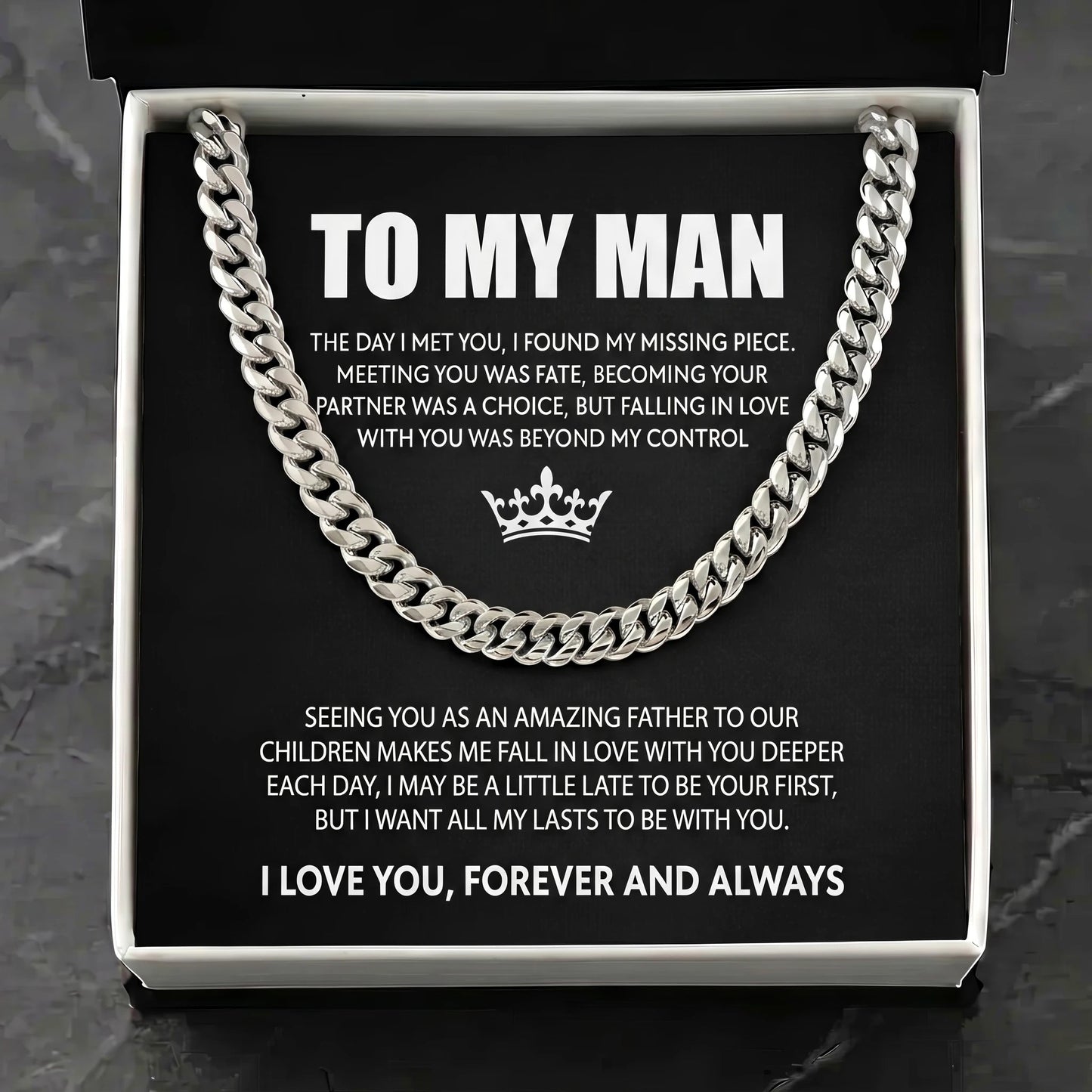 "To My Man" Cuban Link Chain Necklace – Meaningful Romantic Gift for Husband & Boyfriend - The Love Sparkle