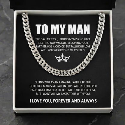 "To My Man" Cuban Link Chain Necklace – Meaningful Romantic Gift for Husband & Boyfriend - The Love Sparkle