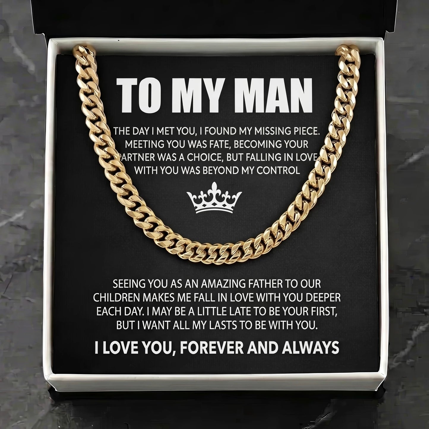 "To My Man" Cuban Link Chain Necklace – Meaningful Romantic Gift for Husband & Boyfriend - The Love Sparkle