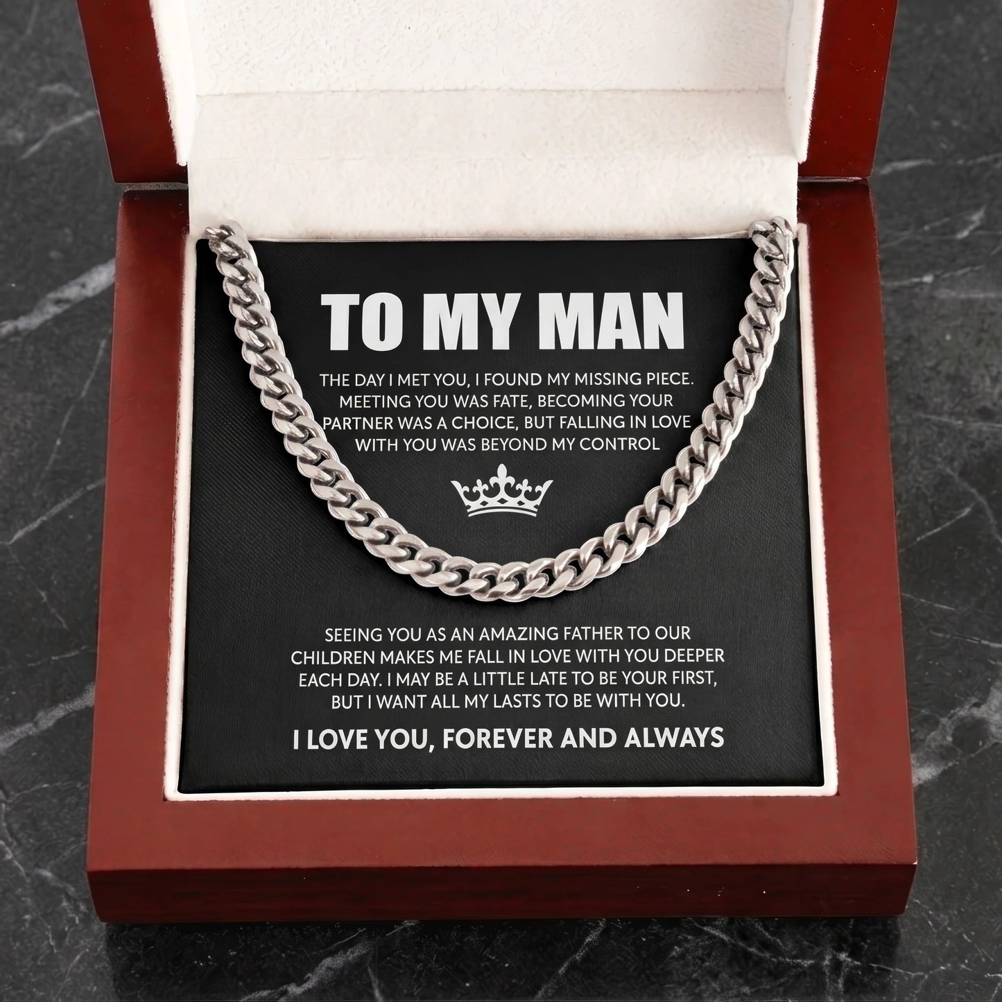 "To My Man" Cuban Link Chain Necklace – Meaningful Romantic Gift for Husband & Boyfriend - The Love Sparkle