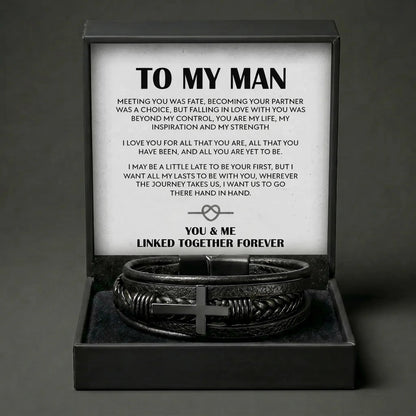To My Man "Meeting You Was Fate" Cross Bracelet - Meaningful Gift For Boyfriend / Husband - The Love Sparkle
