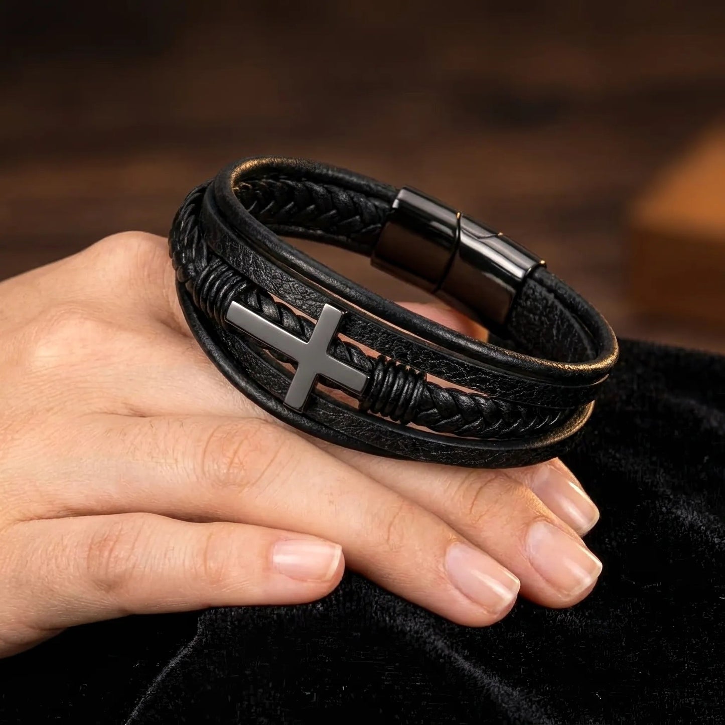 To My Man "Meeting You Was Fate" Cross Bracelet - Meaningful Gift For Boyfriend / Husband - The Love Sparkle