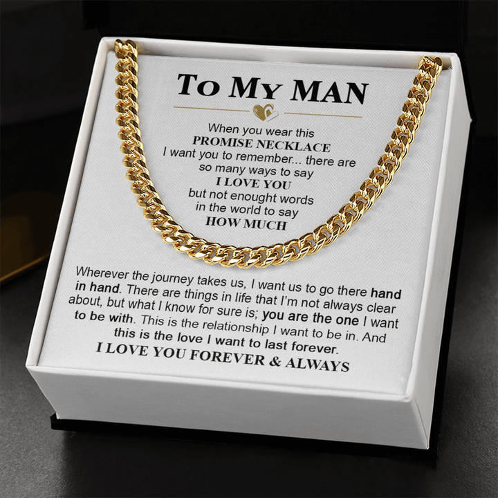 To My Man Promise Necklace - Cuban Link Chain - "Hand in Hand" - The Love Sparkle