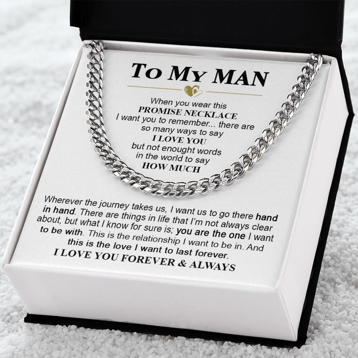 To My Man Promise Necklace - Cuban Link Chain - "Hand in Hand" - The Love Sparkle