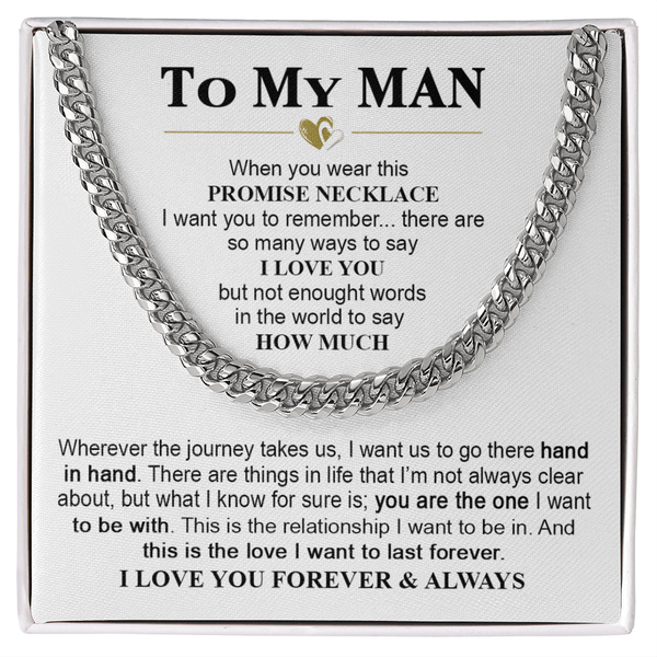 To My Man Promise Necklace - Cuban Link Chain - "Hand in Hand" - The Love Sparkle