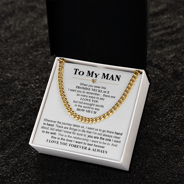 To My Man Promise Necklace - Cuban Link Chain - "Hand in Hand" - The Love Sparkle