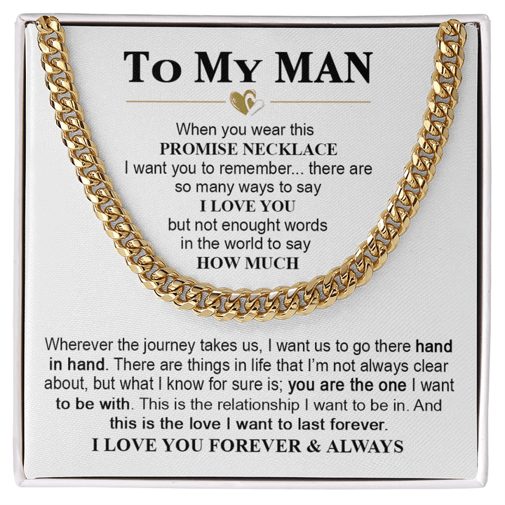 To My Man Promise Necklace - Cuban Link Chain - "Hand in Hand" - The Love Sparkle