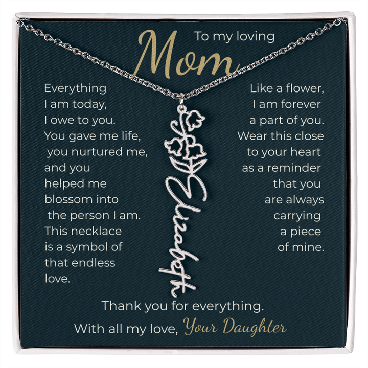 To My Mom - Personalized Birth Flower Name Necklace - The Love Sparkle