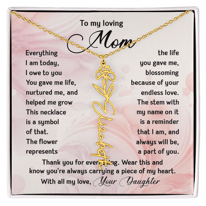 To My Mom - Personalized Birth Flower Name Necklace - The Love Sparkle