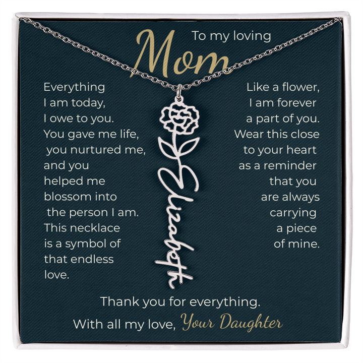 To My Mom - Personalized Birth Flower Name Necklace - The Love Sparkle