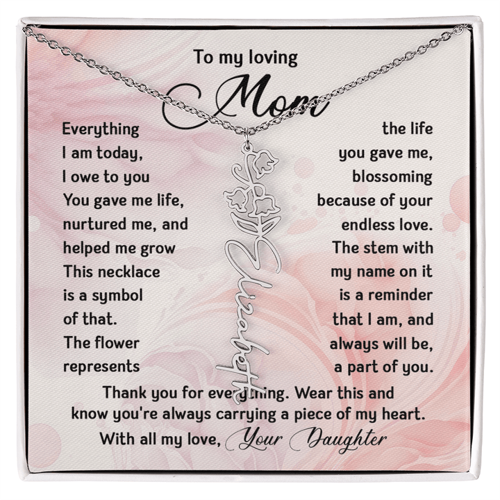 To My Mom - Personalized Birth Flower Name Necklace - The Love Sparkle